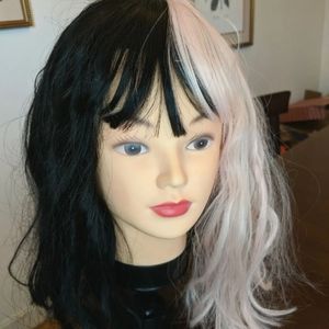 Split color wig Cosplay Halloween two toned fringe anime Villian